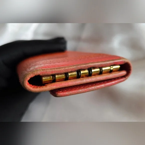 BVLGARI Orange Leather Wallet with Gold Emblem - Picture 3 of 11